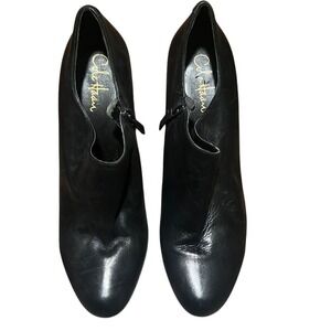 Cole Haan Black Leather Booties Ankle Boots Heels Pointed Toe Zip Up size 11